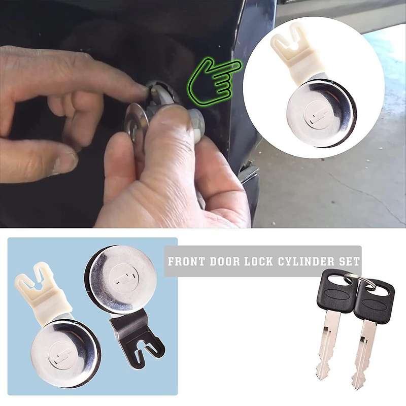 Door Lock Cylinder&Key Set Compatible for E150 E250 Econoline Van F250 Super Duty Truck Explorer Doo