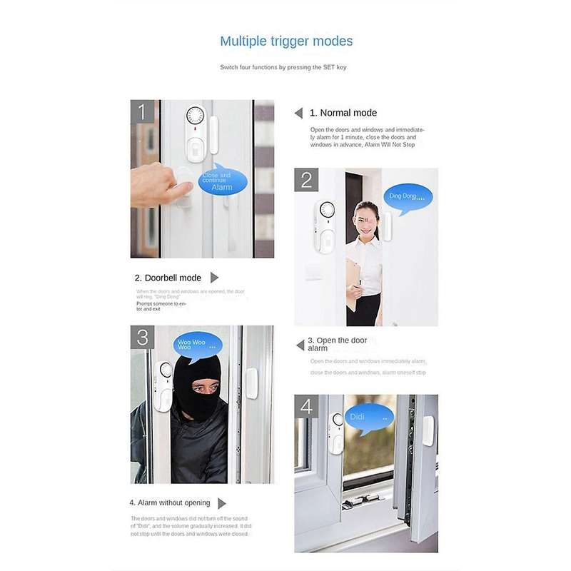 Door Open Alarm Smart Door Window Sensor Smart Home Door Detectors Door and Window Burglar Alarms