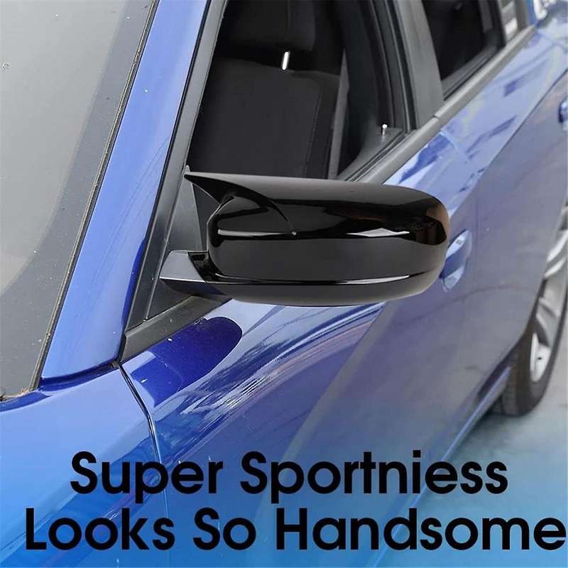 Door Side Rearview Mirror Cover Trim Horn Style Exterior Accessories for Charger 2011-2023 Black