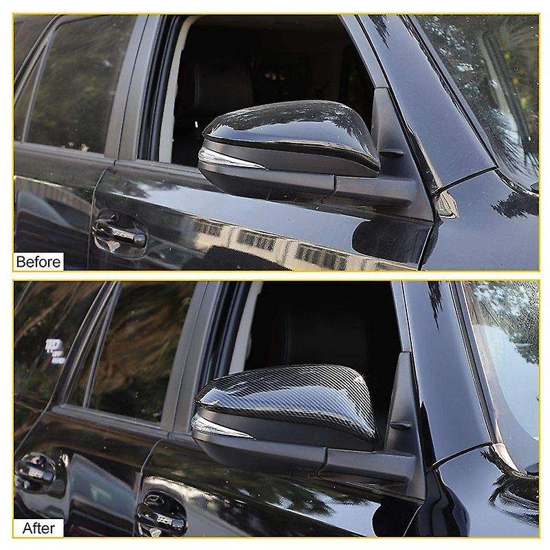 Door Side Rearview Mirror Cover Trim ABS for 4Runner 2017-2020 2014-2019, Carbon Fiber