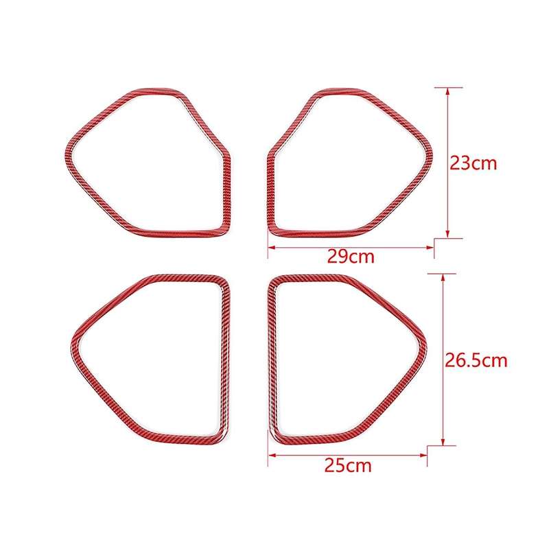 Door Speaker Trim Cover Decor Frame ABS Interior Accessories for Ram 1500 2018-2021 (Red Carbon Fibe