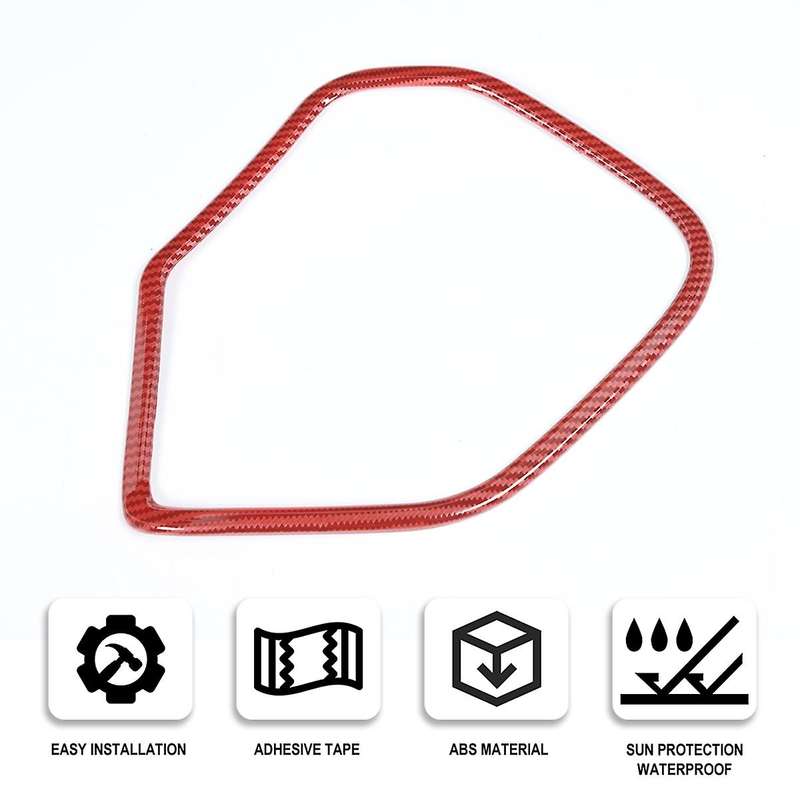 Door Speaker Trim Cover Decor Frame ABS Interior Accessories for Ram 1500 2018-2021 (Red Carbon Fibe