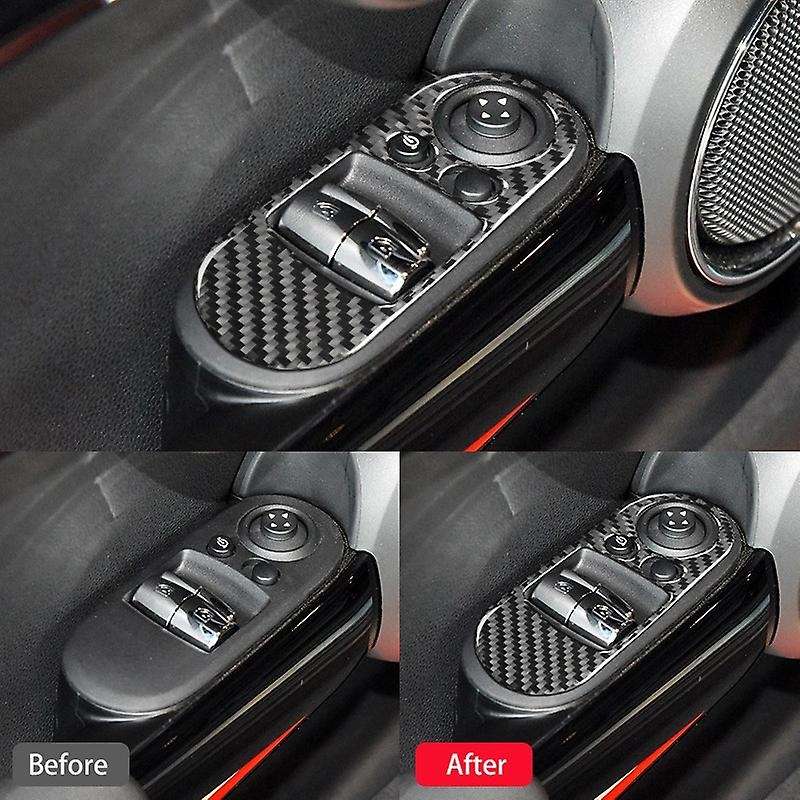 Door Window Control Covers Carbon Fiber Lifter Switch Interior Handrail Cover Sticker Case for F55 F