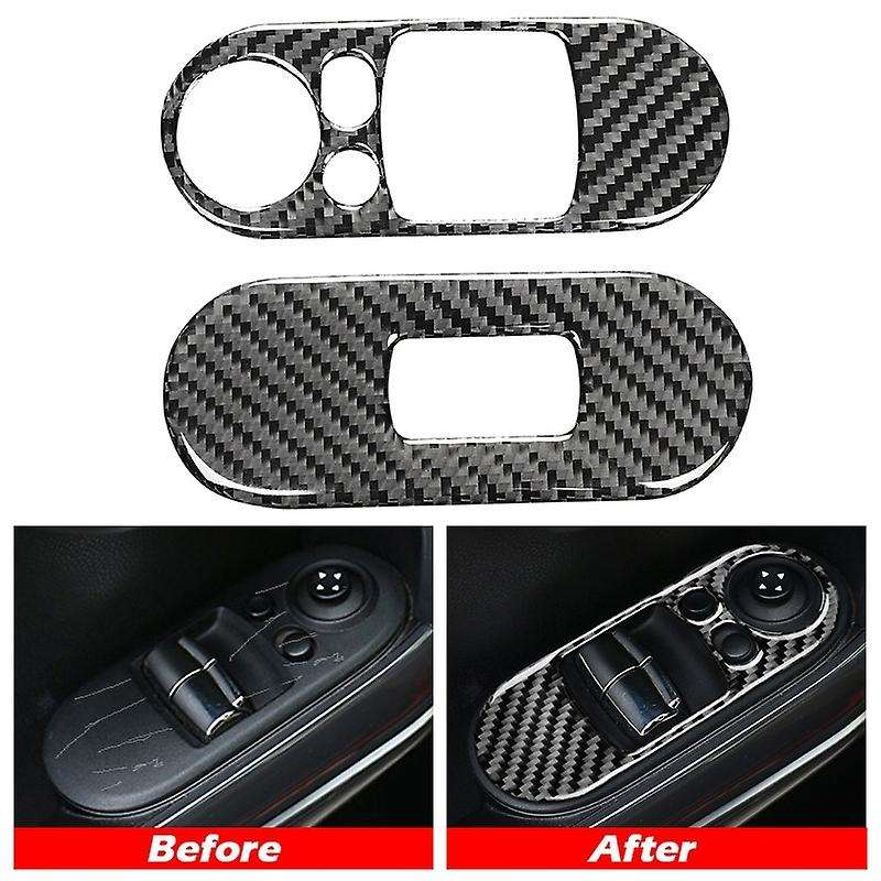 Door Window Control Covers Carbon Fiber Lifter Switch Interior Handrail Cover Sticker Case for F55 F