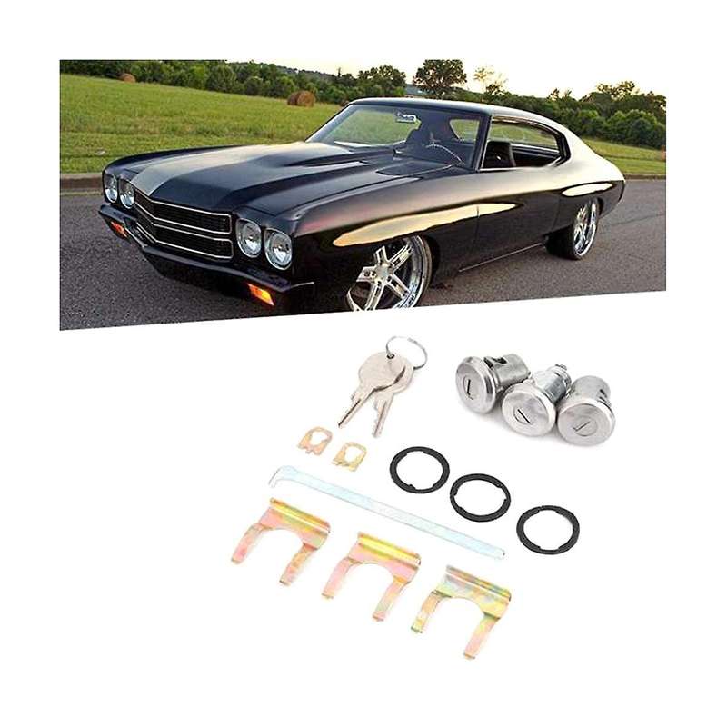 Door Trunk Key Kit Door Lock Cylinder Set with 2 Keys 654394765282 for Cutlass