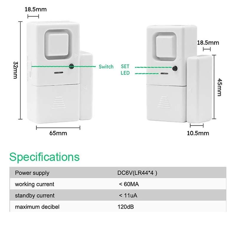 Door Window Alarms, Adjustable Volume, Chime/Alarm, Door Window Alarm Sensor for Home Security, Kids
