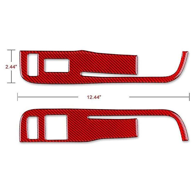 Door Window Control Switch Panel Sticker Trim Decal for 2013-2015 Accessories, Red Carbon Fiber