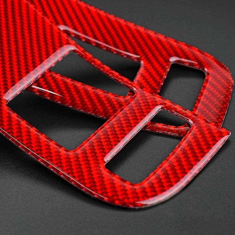 Door Window Control Switch Panel Sticker Trim Decal for 2013-2015 Accessories, Red Carbon Fiber