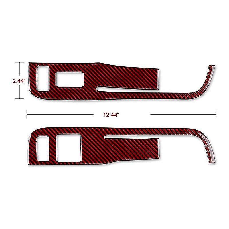 Door Window Control Switch Panel Sticker Trim Decal for 2013-2015 Accessories, Black+Red Carbon Fibe