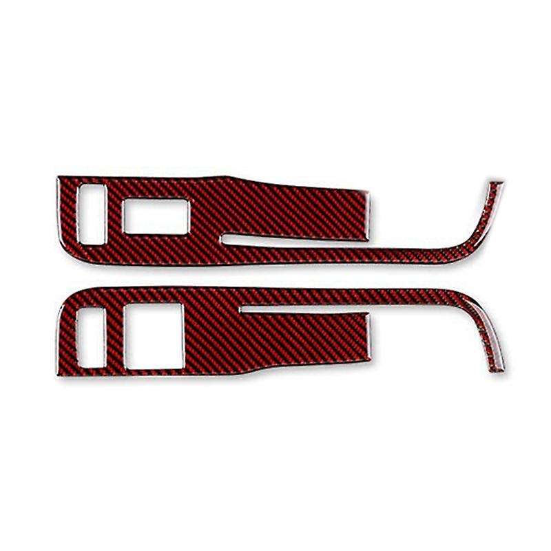 Door Window Control Switch Panel Sticker Trim Decal for 2013-2015 Accessories, Black+Red Carbon Fibe