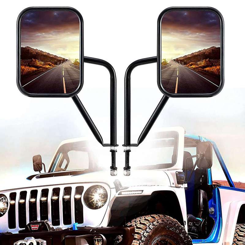 Doors Off Mirrors for Wrangler CJ YJ TJ JK JL & Unlimited, Wider Rearview Mirrors Square Door Side H