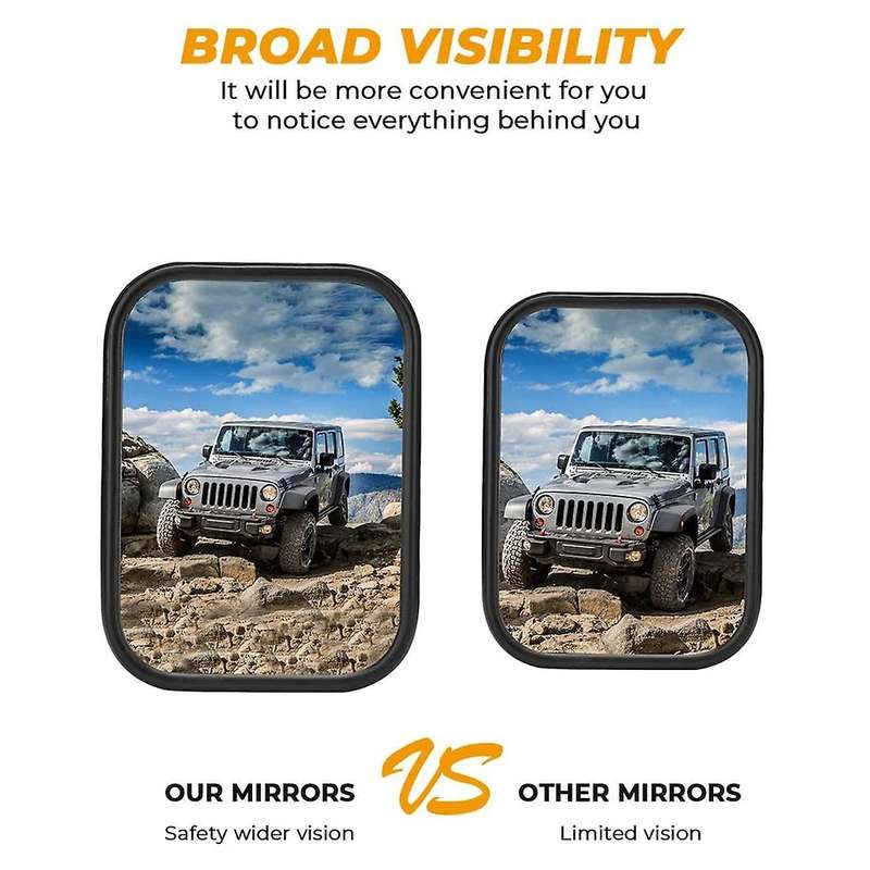 Doors Off Mirrors for Jeep Wrangler Cj Yj Tj Jk Jl & Unlimited, Wider Rearview Mirrors Square Door