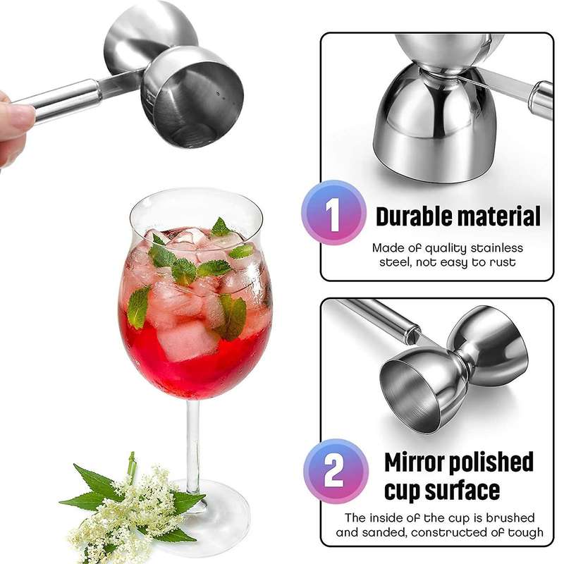 Double Cocktail Jigger,Double Jigger Cocktail Measuring Cup with Handle for Bar Home Measuring Tool