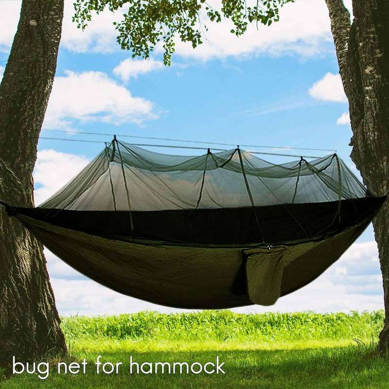 Double Camping Hammock with Tree Straps Portable Nylon Parachute Outdoor Hammock with Net