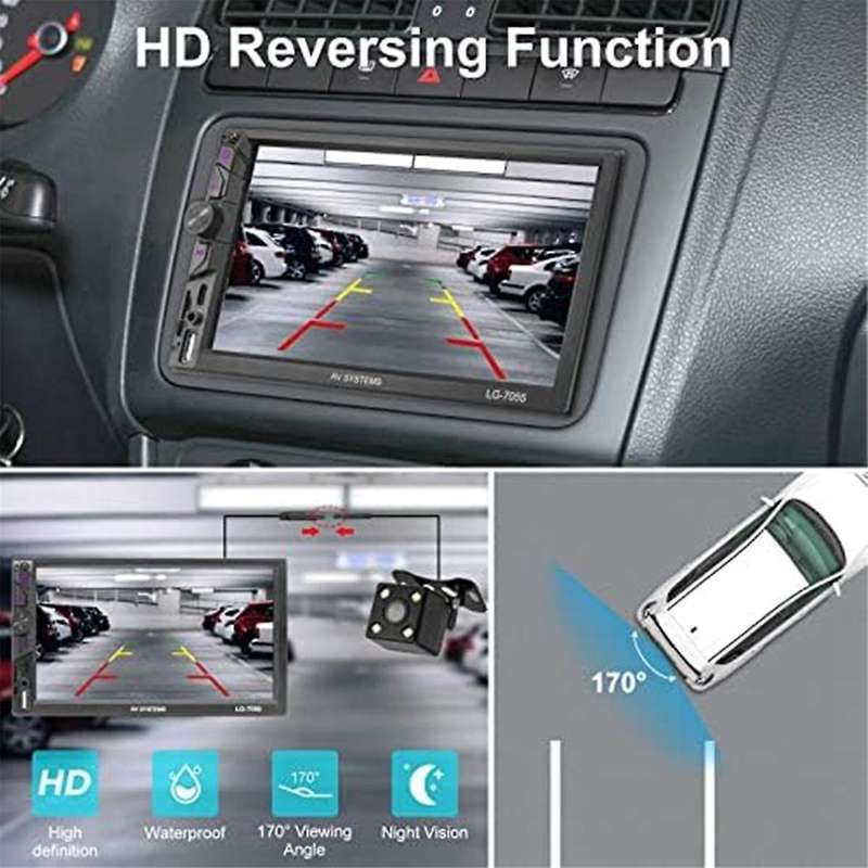 Double Din Car Audio, 7-inch Car Audio, Touch Screen Audio with Reversing Camera, Carplay