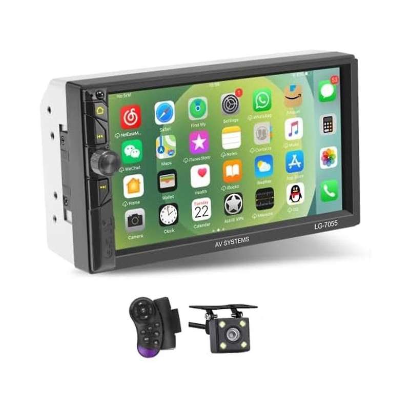 Double Din Car Audio, 7-inch Car Audio, Touch Screen Audio with Reversing Camera, Carplay