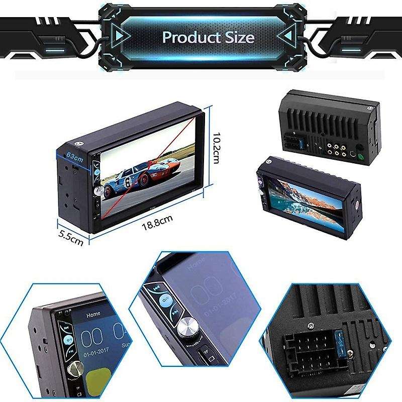 Double Din Car Stereo 7 Inch Press Screen Car MP5 Player Support Backup Rear View Camera FM Radio Ca