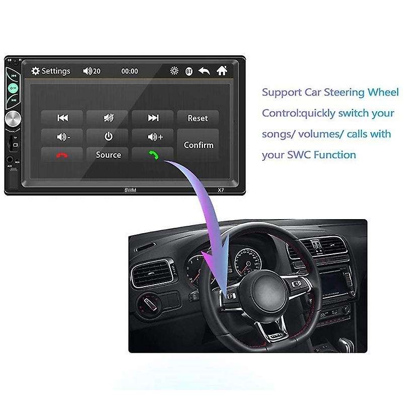 Double Din Car Stereo 7 Inch Press Screen Car MP5 Player Support Backup Rear View Camera FM Radio Ca