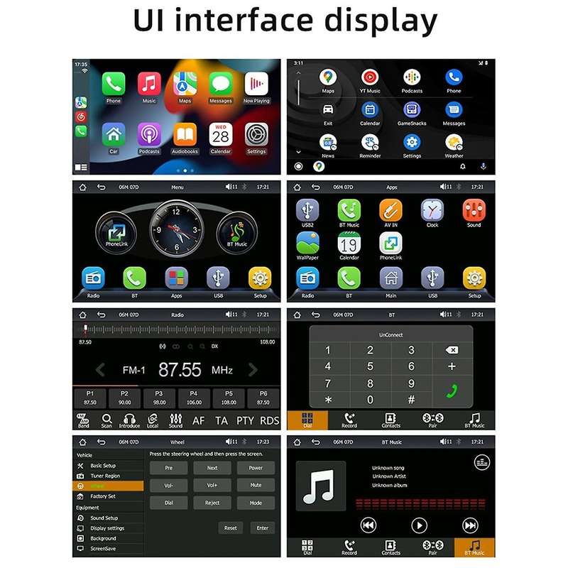 Double Din Car Stereo Carplay & Android Auto, 7 Inch Rgb Car Radio Touchscreen Bluetooth, Car Audio