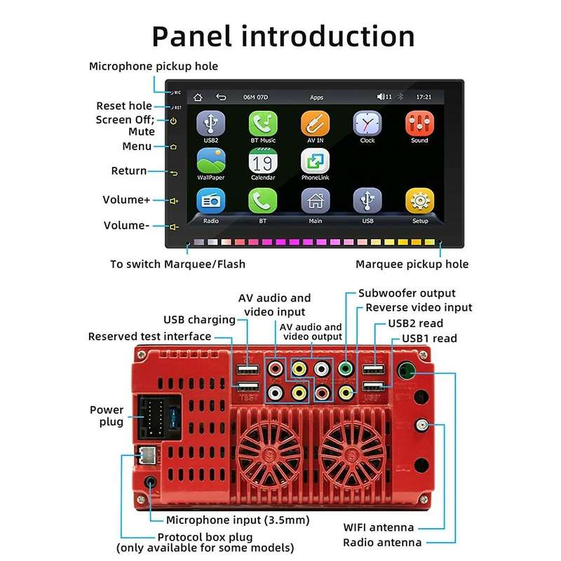 Double Din Car Stereo Carplay & Android Auto, 7 Inch Rgb Car Radio Touchscreen Bluetooth, Car Audio