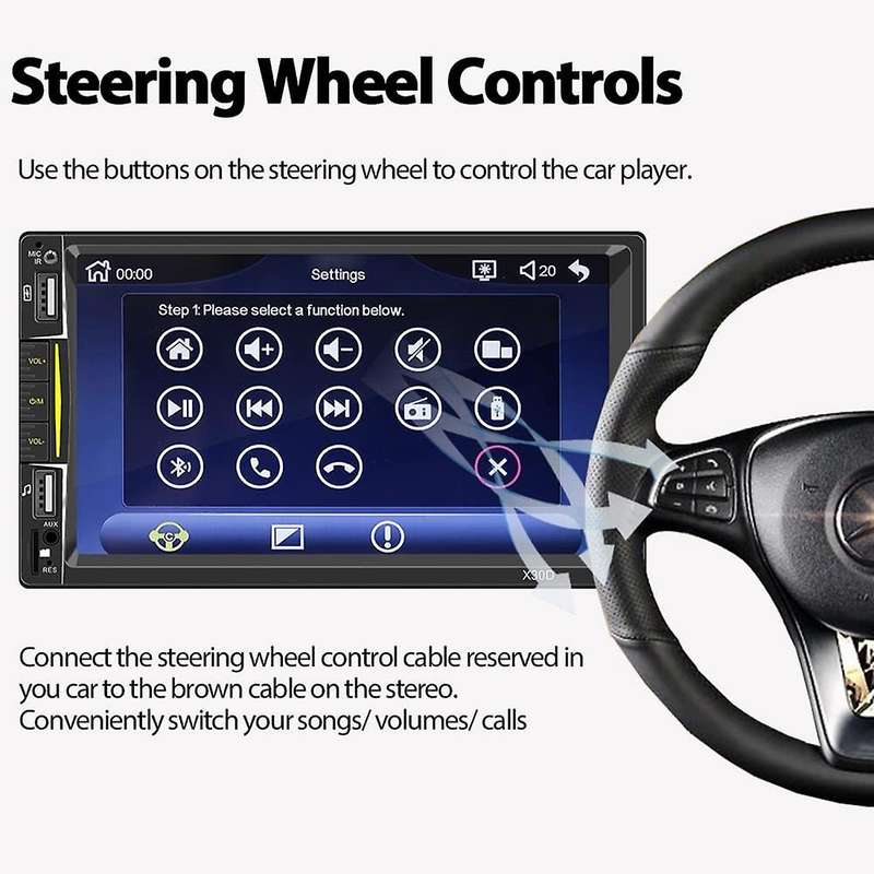 Double Din Car Stereo with Carplay, 7inch Touchscreen Radio Bluetooth and Camera Phone Mirror-link