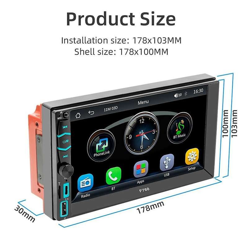 Double Din Car Stereo with CarPlay & Android Auto, 7 Inch Touchscreen FM/AM Radio, Bluetooth, Mirro