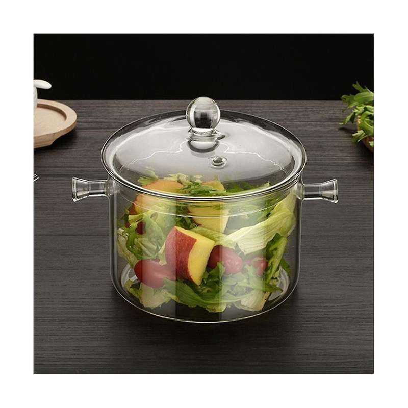 Double Ear Bowl Glass with Lid High Borosilicate Heat Resistant Glass Bowl Glass Salad Bowl Househol