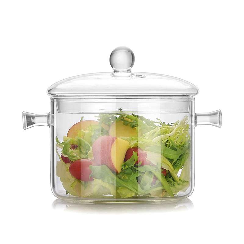 Double Ear Bowl Glass with Lid High Borosilicate Heat Resistant Glass Bowl Glass Salad Bowl Househol