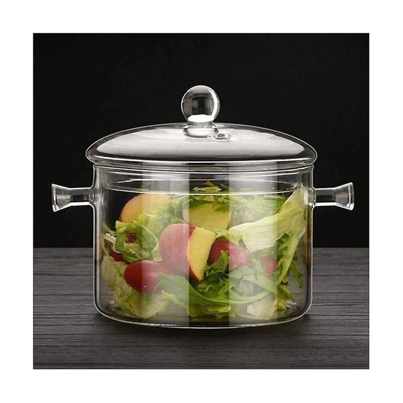 Double Ear Bowl Glass with Lid High Borosilicate Heat Resistant Glass Bowl Glass Salad Bowl Househol