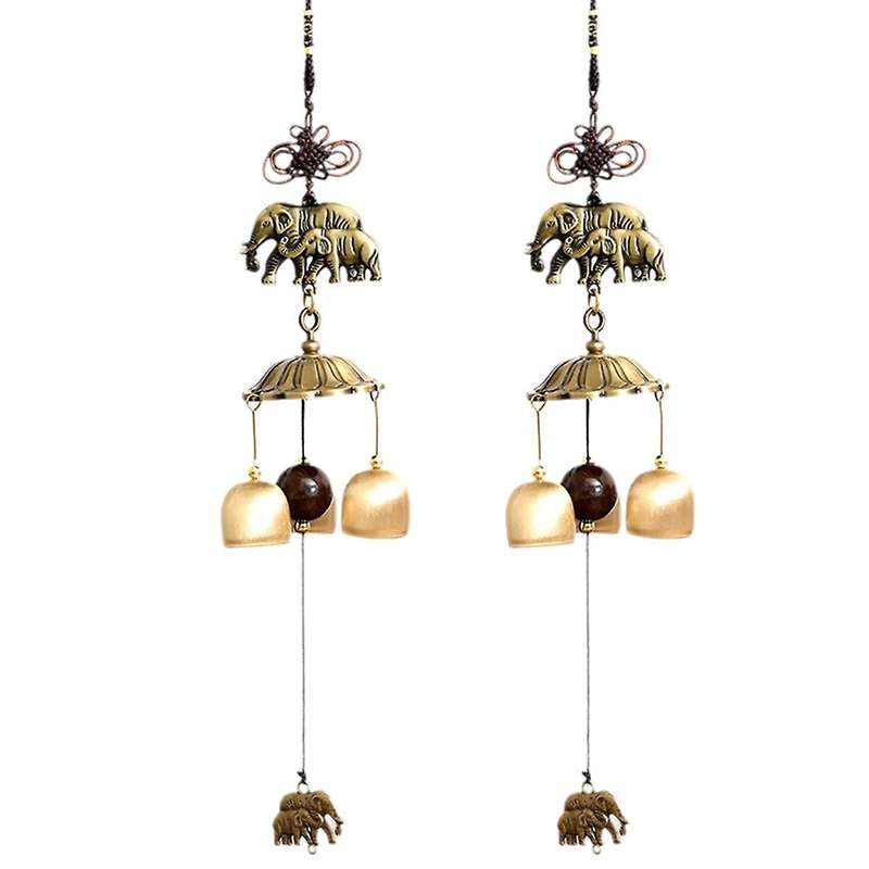 Double Elephant Metal Wind Chime Pendant Copper Bell Japanese Style Pendant