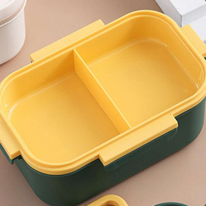Double Layer Lunch Box PP Plastic with Clasp Crisper Student Lunch Box Microwave Storage Container(