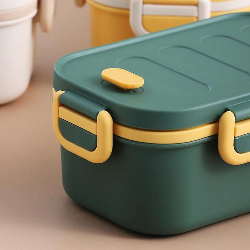 Double Layer Lunch Box PP Plastic with Clasp Crisper Student Lunch Box Microwave Storage Container(