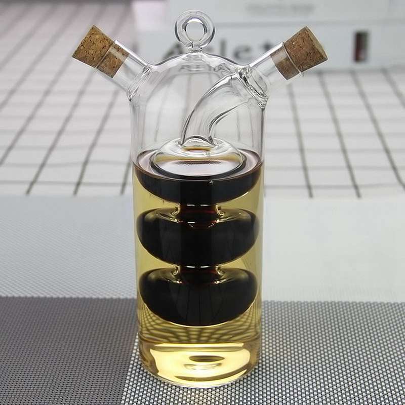Double Layer Sauce Bottle 2 In 1 Vinegar Glass Bottle Condiment Jars