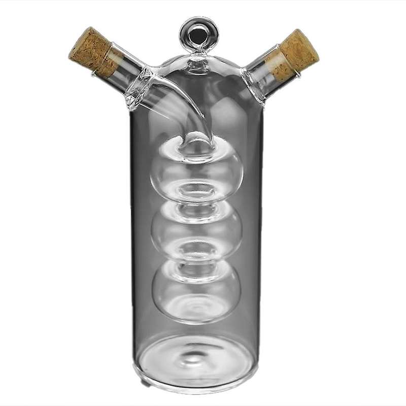 Double Layer Sauce Oil Bottle 2 in 1 Vinegar Glass Bottle Condiment Seasoning Sealed Bottles Jars