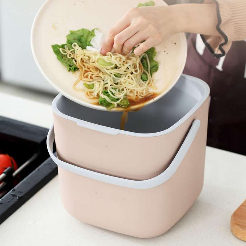 Double Layer Kitchen Food Waste Trash Can Compost with Drainer Rubbish Container Organizer Accessor