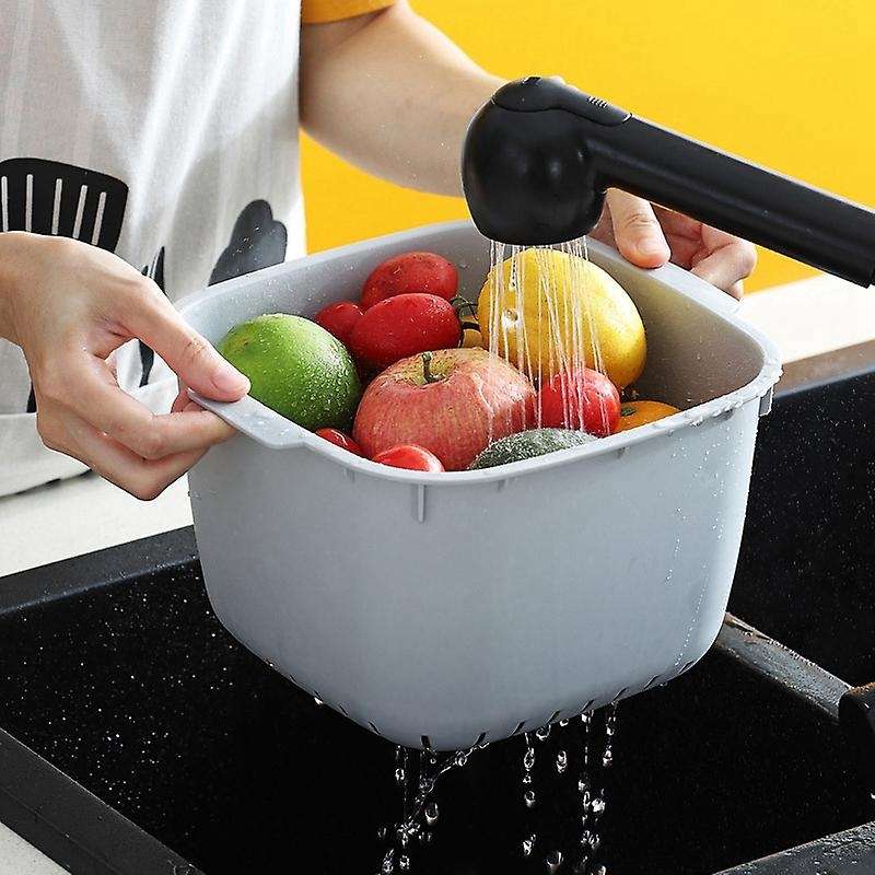 Double Layer Kitchen Food Waste Trash Can Compost with Drainer Rubbish Container Organizer Accessor