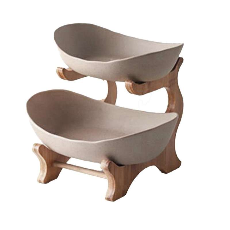 Double Layer Modern Wooden Living Room Multi-layer Snack Net Red Fruit Plate Wooden Dessert Plate Be
