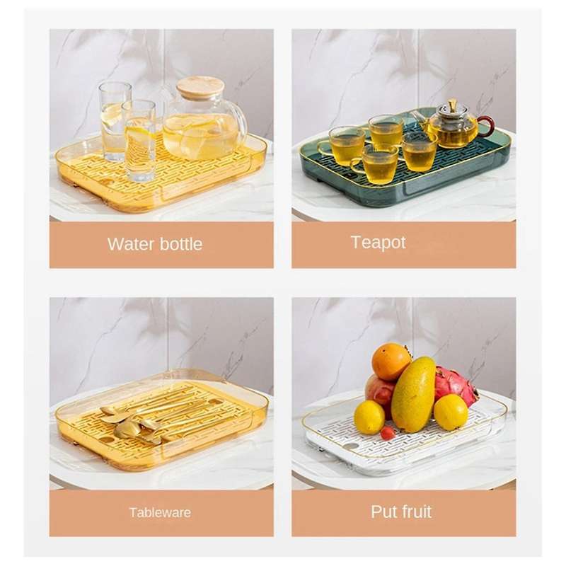 Double Layer Drain Tray,tea Tray Fruit Tray,simple Household Living Room Tray,green & Transparent