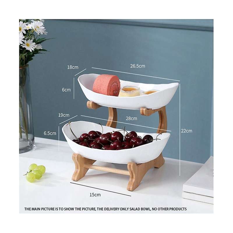 Double Layer Modern Wooden Living Room Multi-layer Snack Net Red Fruit Plate Wooden Dessert Plate Gr