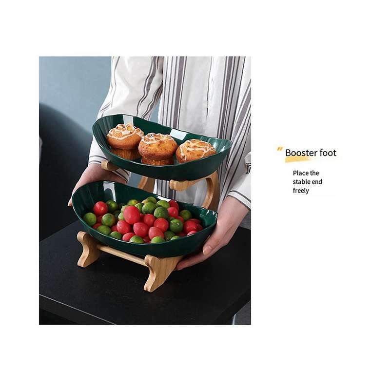 Double Layer Modern Wooden Living Room Multi-layer Snack Net Red Fruit Plate Wooden Dessert Plate Gr