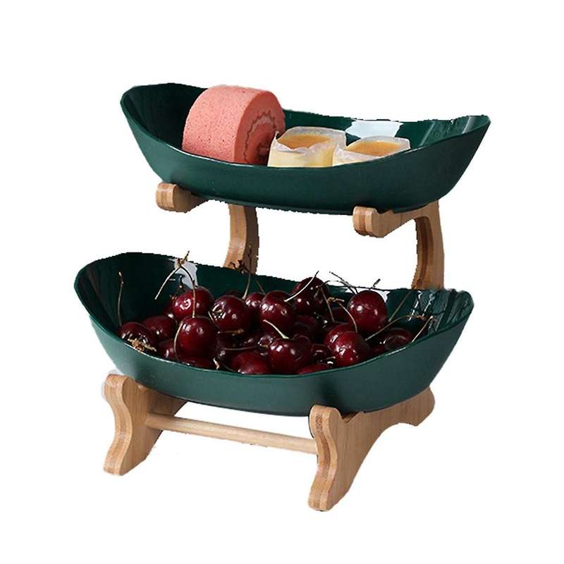 Double Layer Modern Wooden Living Room Multi-layer Snack Net Red Fruit Plate Wooden Dessert Plate Gr