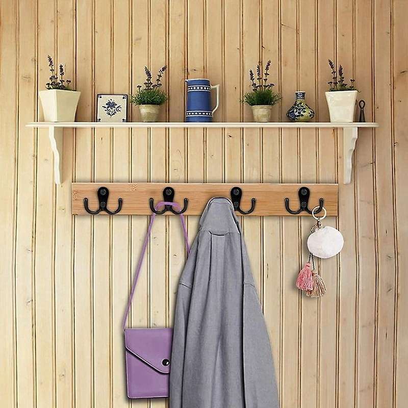 Double Prong Robe Hook with Screws, Dual Coat Hooks Wall Mounted Hanging Clothes for Bathroom Bedro