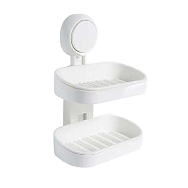 Double Layer Soap Dish Vacuum Suction Cup Soap Holder with Drain Soap Saver Tray Bar