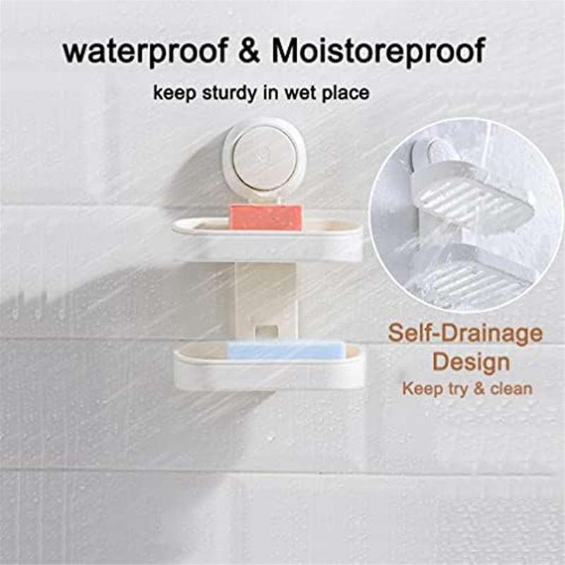 Double Layer Soap Dish Vacuum Suction Cup Soap Holder with Drain Soap Saver Tray Bar