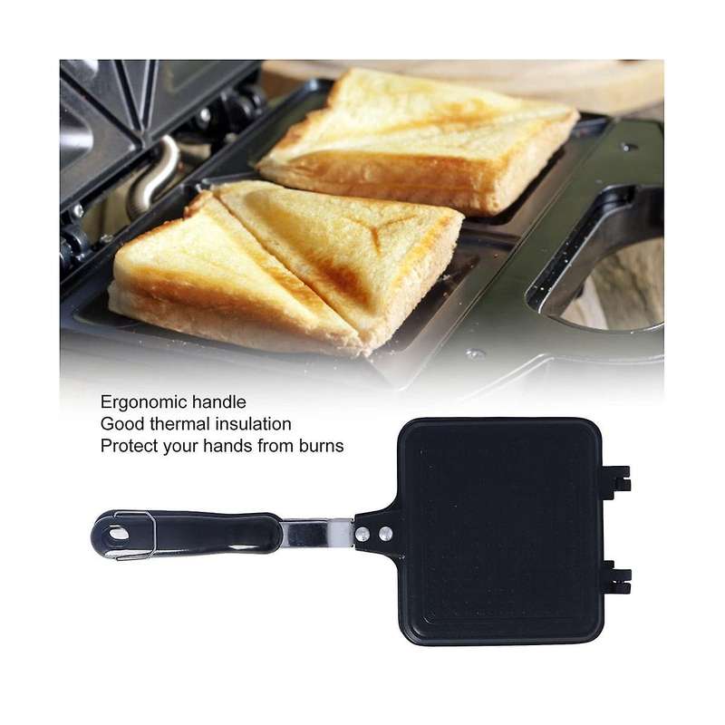 Double Sided Sandwiches Maker, Cast Iron Pie Maker with Anti Scalding Handle, Campfire Cooking Equip