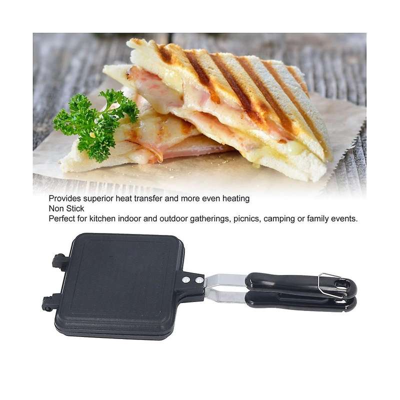 Double Sided Sandwiches Maker, Cast Iron Pie Maker with Anti Scalding Handle, Campfire Cooking Equip