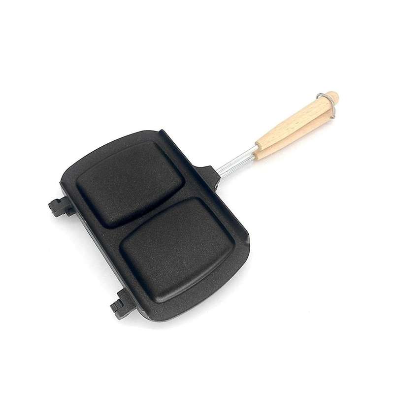 Double Sided Sandwich Pan, Aluminum Alloy Sandwich Maker Pan with Removable Handles for Small Kitche