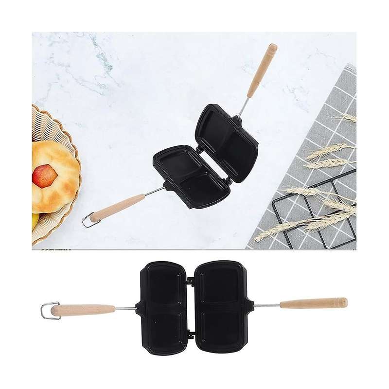 Double Sided Sandwich Pan, Aluminum Alloy Sandwich Maker Pan with Removable Handles for Small Kitche