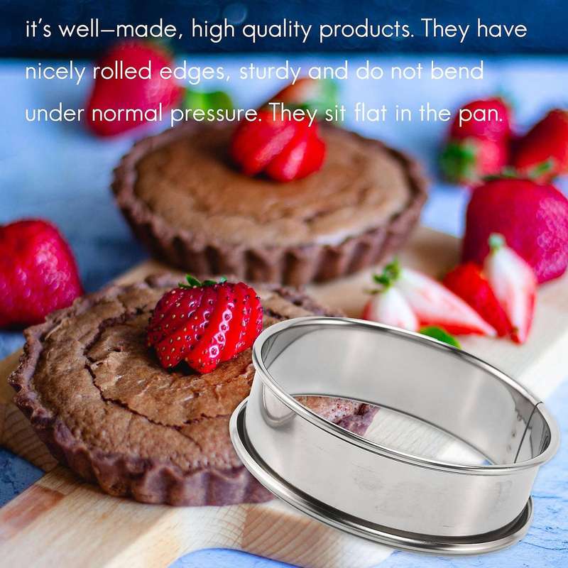 Double Rolled Tart Rings, English Muffin Rings Professional Crumpet Rings Set of 4