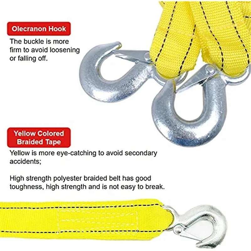 Double Thickened Car Tow Rope Car Car Offroad Towing Rope Towing Belt Car Rope 5 Ton Tow Rope
